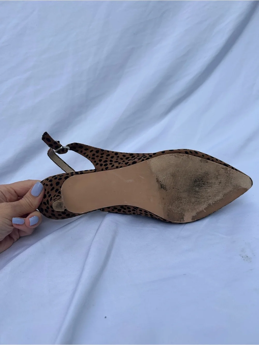 Isaac Mizrahi New York Brown Leopard Print Pointed Slingback heels - Picture 7 of 7